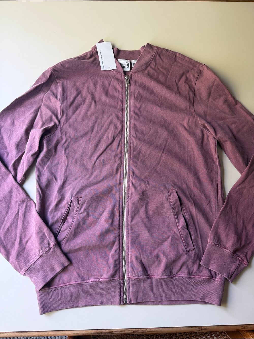 American Apparel Cotton Hammer Jersey Color Wash Day Jacket in Washed Cabernet